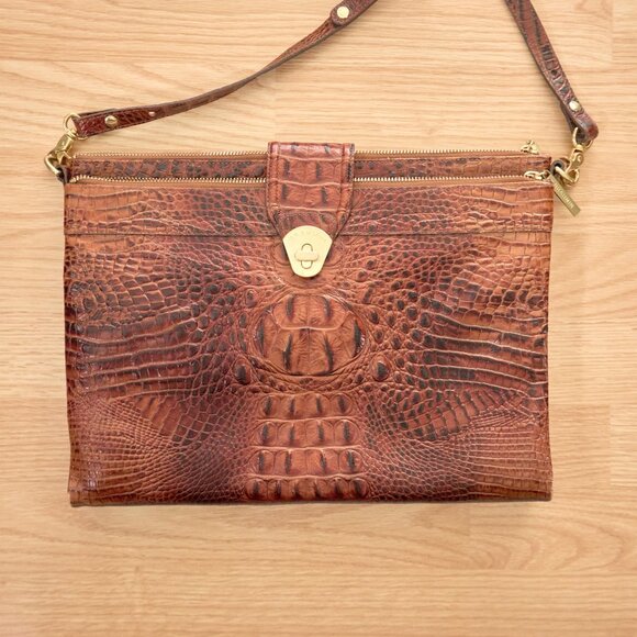 Brahmin Manhattan Pecan Melbourne Crossbody Bag, Croc-embossed Leather - Picture 2 of 16